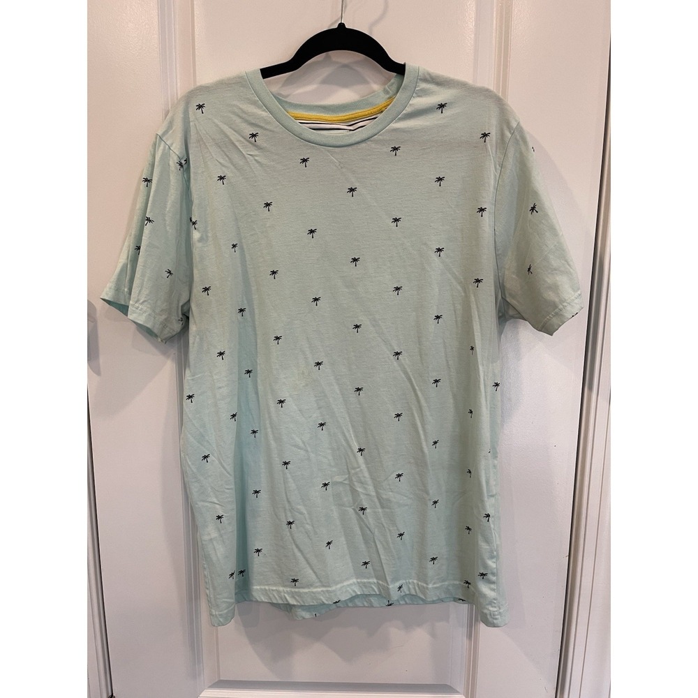 Denim Flower Ricky Singh XL Shirt Aqua Palm‎ Tree